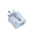 Universal USB Fast Chargers 65W Gan Quick Charger 3.0 USB-A USB-C Fast Charging Chargers PD Wall Charger Adapter for Cellphones