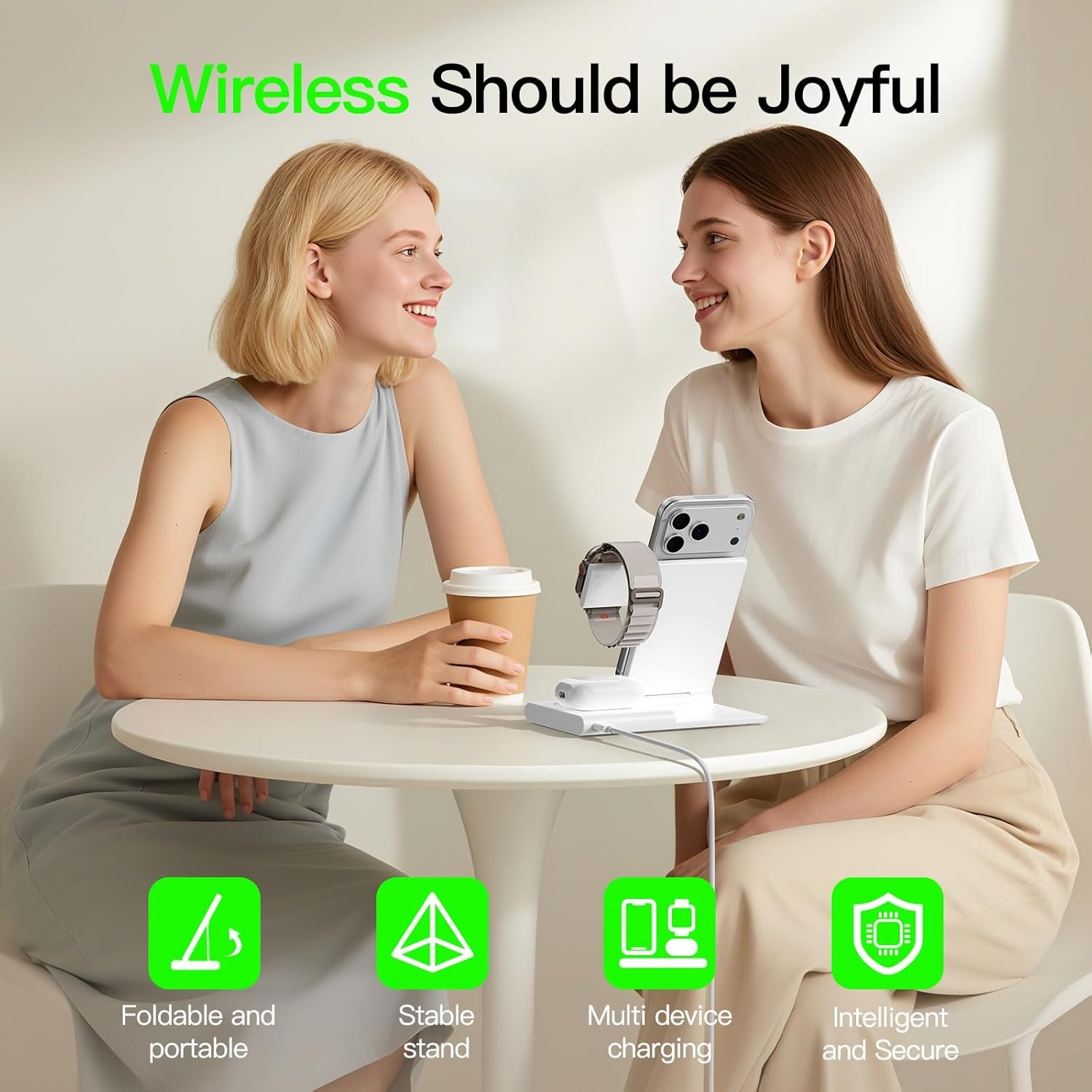 New Travel Portable Wireless Charger: for Apple Charging Station 3 in 1 Charger Stand Multiple Devices for Apple - Iphone 17 16 15 14 Pro Max 13 12 11 - Watch 2-11 SE Ultra Series - Airpods 4 3 2 Pro