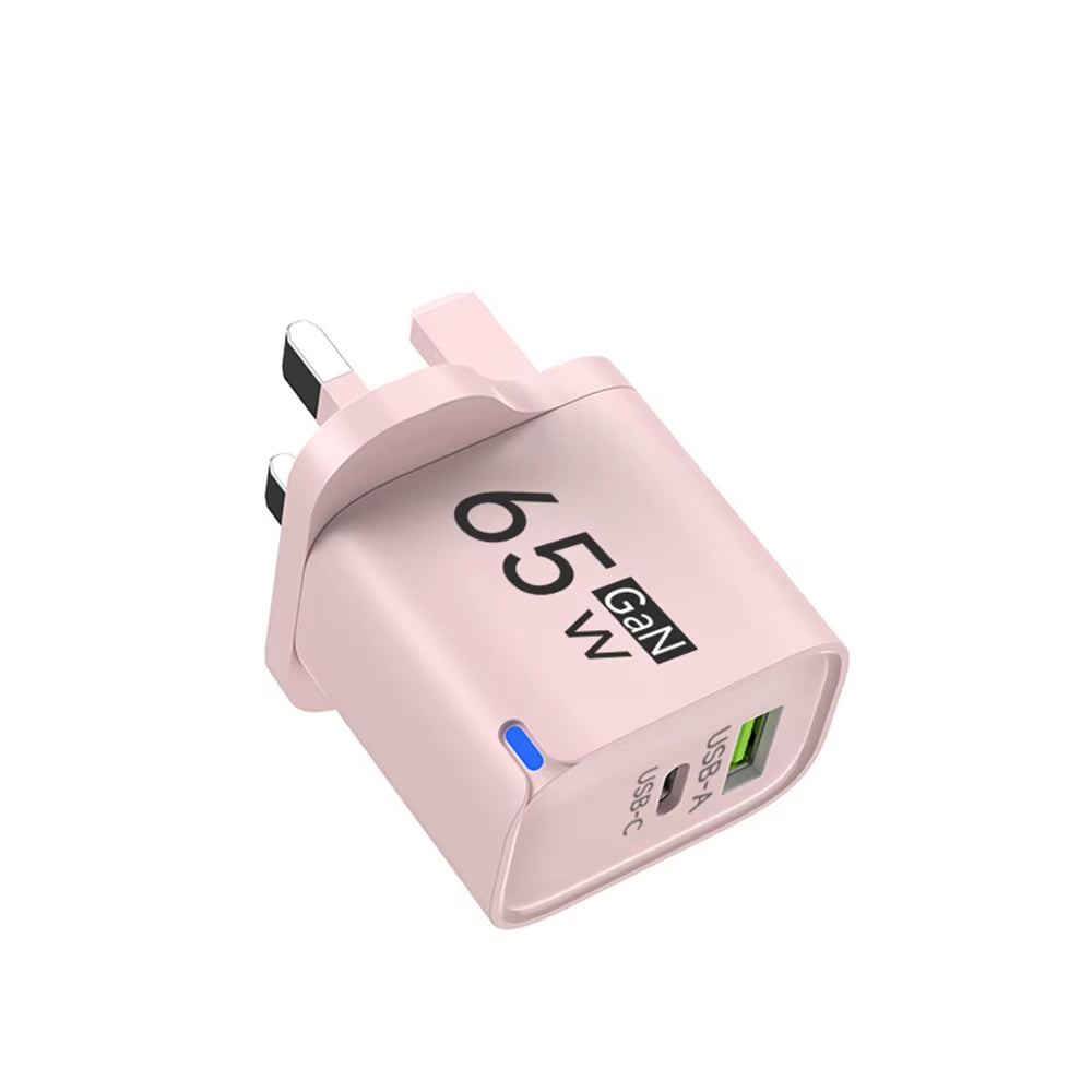 Universal USB Fast Chargers 65W Gan Quick Charger 3.0 USB-A USB-C Fast Charging Chargers PD Wall Charger Adapter for Cellphones