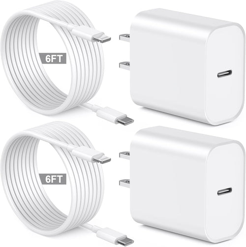 [Apple Mfi Certified] Iphone Charger Fast Charging 6FT Compatible for Iphone 14/13/12/11 Pro Max/Xs Max/Xr/X 2Pack 20W Type C Fast Charger Block with 6FT USB C to Lightning Data Sync Charging Cable