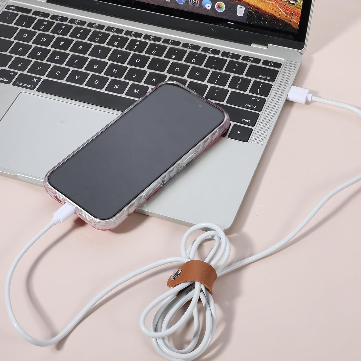 10 PCS PU Leather Cord Organizer, Reusable Cord Strap Keeper, Cable Ties for Travel Charging Cords USB Cable Headphone Wires