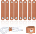 10 PCS PU Leather Cord Organizer, Reusable Cord Strap Keeper, Cable Ties for Travel Charging Cords USB Cable Headphone Wires