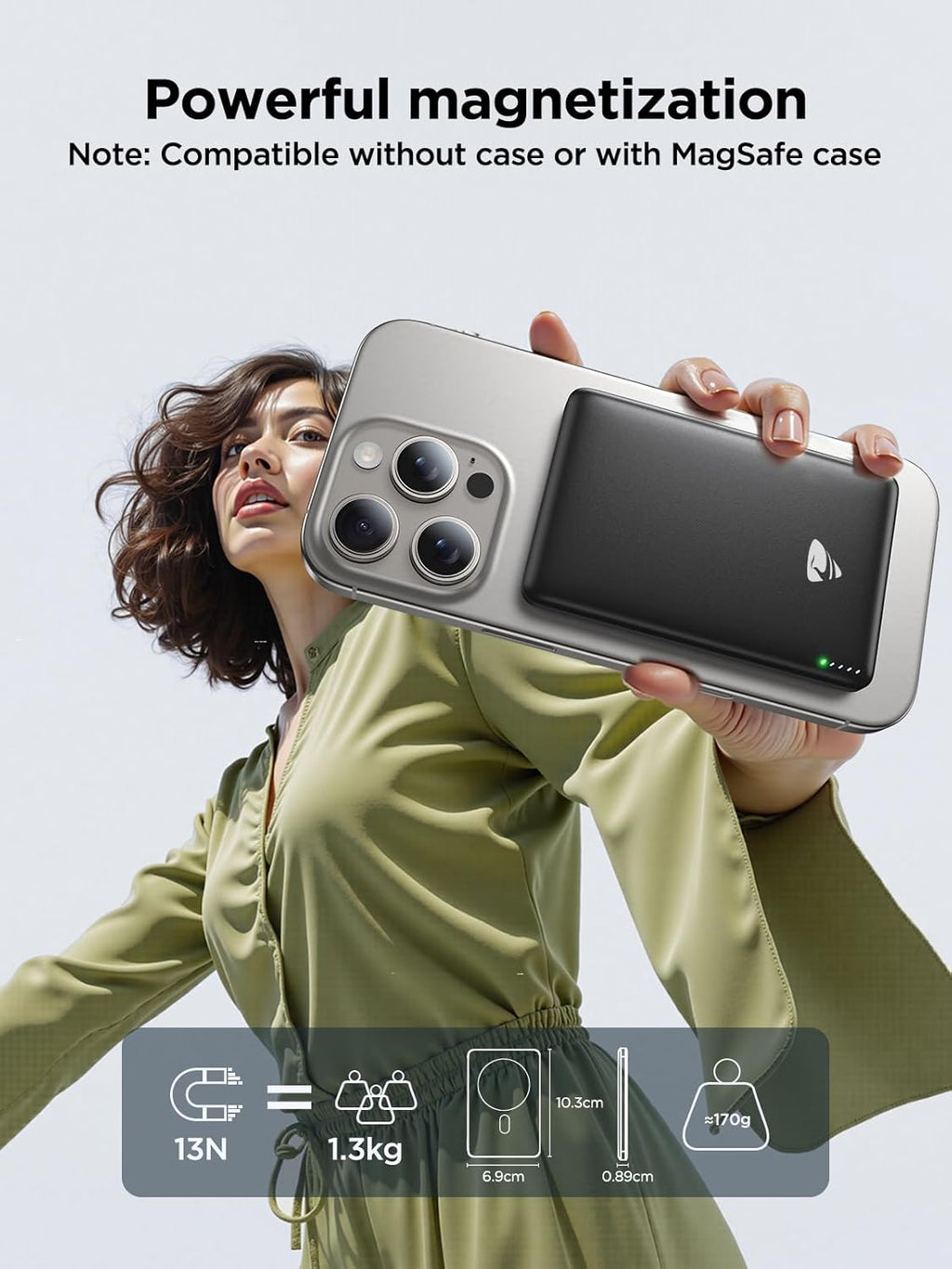 Magsafe Portable Charger, 5000Mah Magnetic Power Bank 0.35'' Ultra Slim with 20W PD USB C Fast Charging Magsafe Battery Pack Wireless Portable Charger for Iphone 17/16/15/14/13/12 Series