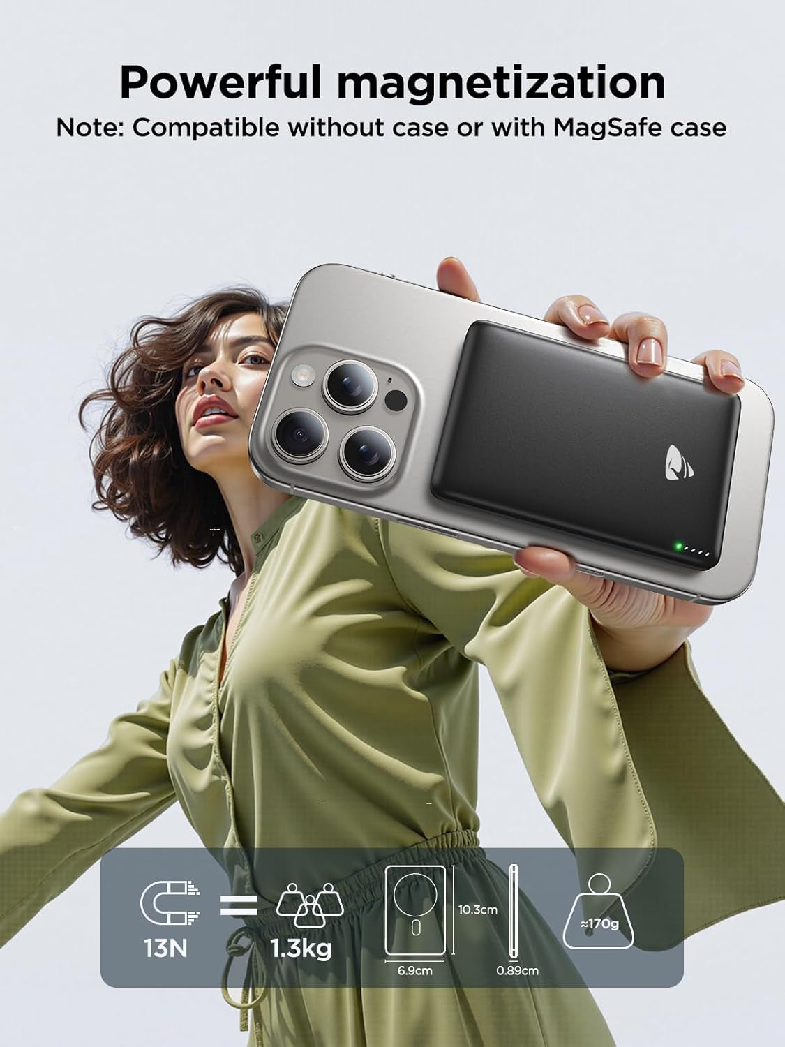 Magsafe Portable Charger, 5000Mah Magnetic Power Bank 0.35'' Ultra Slim with 20W PD USB C Fast Charging Magsafe Battery Pack Wireless Portable Charger for Iphone 17/16/15/14/13/12 Series