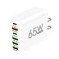 Total 65W USB 6 Ports Type C Quick Charger 3.0 Fast Charging Wall Charger for Iphone Samsung Xiaomi Huawei Mobile Phone Adapter