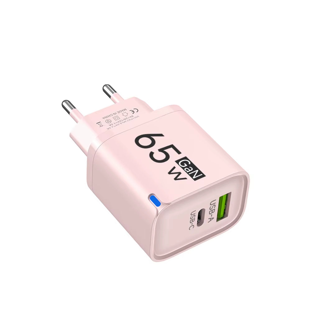 Universal USB Fast Chargers 65W Gan Quick Charger 3.0 USB-A USB-C Fast Charging Chargers PD Wall Charger Adapter for Cellphones