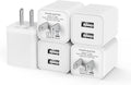 5Pack USB Wall Charger,  2.4A Dual USB Port Cube Power Plug Adapter Fast Phone Charger Block Charging Box Brick for Iphone 17/17 Pro/17 Pro Max/16, Samsung Galaxy, Pixel, LG, Android-White